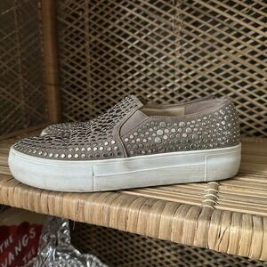 Vince Camuto Kindra Brown Leather Studded Sneakers Women's Size 7